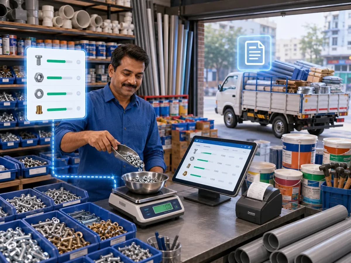 Hardware store owner billing with Accountune software