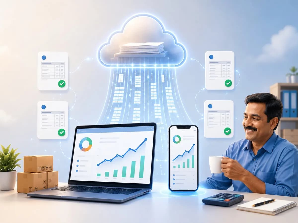 Business owner using Accountune online accounting software in India